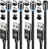 terasako magnetic charging cable set - 4-pack, 3-in-1 nylon braided cord, compatible with mirco usb, type c and iproduct devices logo
