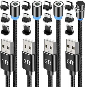 img 4 attached to Terasako Magnetic Charging Cable Set - 4-Pack, 3-in-1 Nylon Braided Cord, Compatible with Mirco USB, Type C and iProduct Devices