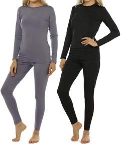 img 4 attached to Womens Thermal Underwear Fleece Thermals Sports & Fitness for Other Sports