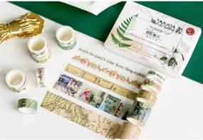 img 2 attached to 🏞️ Vintage Postmark Map Decorative Sticker Set: 20 Rolls Masking Washi Tape with Cute Animal, Bird, Butterfly, Floral Plant Designs - Ideal for Scrapbooking, Planner, Diary, Journal, Album DIY Projects