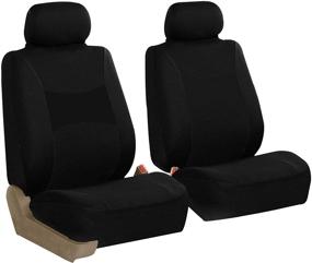 img 3 attached to Optimized FH Group FB030BLACK115-COMBO Seat Cover Combo Set with Steering Wheel Cover and Seat Belt Pad (Airbag Compatible & Split Bench Black)