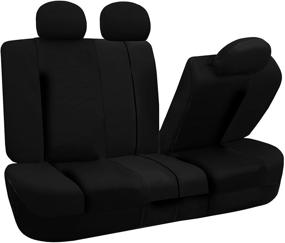 img 2 attached to Optimized FH Group FB030BLACK115-COMBO Seat Cover Combo Set with Steering Wheel Cover and Seat Belt Pad (Airbag Compatible & Split Bench Black)