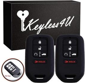 img 4 attached to Keyless4U 2Pcs Silicone Key Fob Full Case Cover Protector Remote Skin For A2C81642600 2015 2016 2017 2018 2019 Honda Accord Civic CR-V CRV Pilot EX-L Touring Premium 5 Buttons Smart Key (Black)