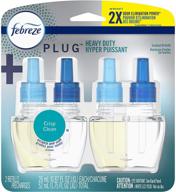 🌬️ febreze plug in air fresheners: heavy duty crisp clean odor eliminator, 100-day supply, scented oil refill (2 count) logo