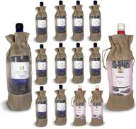 🍷 12-piece ndn burlap wine gift bags set, organic jute bottle bag with drawstring (brown), 10 white window bags, 2 pink window bags logo