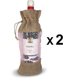 img 2 attached to 🍷 12-Piece NDN Burlap Wine Gift Bags Set, Organic Jute Bottle Bag with Drawstring (Brown), 10 White Window Bags, 2 Pink Window Bags