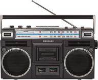 crosley retro bluetooth boombox cassette player ct201a-bk with am/fm radio, bass boost - black logo