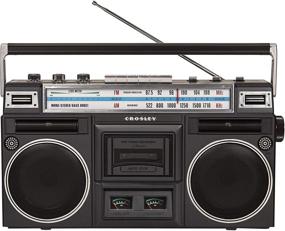 img 4 attached to Crosley Retro Bluetooth Boombox Cassette Player CT201A-BK with AM/FM Radio, Bass Boost - Black