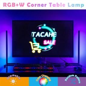 img 3 attached to 🌈 TACAHE RGB Color and Dimmable LED Table Lamp - Compact Corner Lamp with 3 Level White Light - Inline Cord Switch - Decorative Mood Light for Gaming Desk, Bedside Table 5W - Black