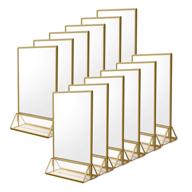 📸 niubee 12pack 5 x 7 clear acrylic wedding table number holder stands with gold borders: elegant photo display and menu organization for restaurants logo