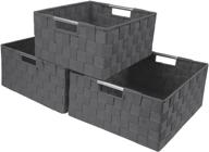 📦 sorbus gray woven storage box organizer set - stackable cube container tote basket with carry handles logo