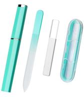 💅 premium green crystal glass nail file & manicure kit for women - effective fingernail care tool with case, nail files, and buffers - ideal gifts for natural nail care logo