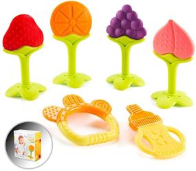 img 4 attached to 🍼 Newborn Infants' Teething Toys: 6-Pack Silicone Teethers Soothing Babies Gums, Freezer Safe - Perfect Baby Shower Gift