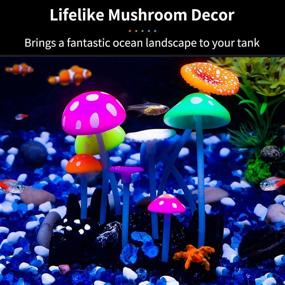 img 3 attached to 🍄 Enhanced Glowing Artificial Mushroom Aquarium Plant Decoration for Fish Tank Landscape - Uniclife