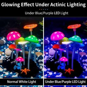 img 2 attached to 🍄 Enhanced Glowing Artificial Mushroom Aquarium Plant Decoration for Fish Tank Landscape - Uniclife