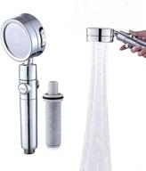 💦 silver handheld shower head with high pressure water flow, tik tok unique design, detachable with filters, water saving and hard water softener, 3 modes & 360 degrees rotation logo