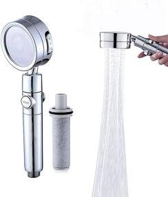 img 4 attached to 💦 Silver Handheld Shower Head with High Pressure Water Flow, Tik Tok Unique Design, Detachable with Filters, Water Saving and Hard Water Softener, 3 Modes & 360 Degrees Rotation