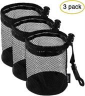 elves 3-piece lightweight nylon mesh golf ball bags – sliding drawstring cord lock closure, holds up to 12 golf balls – black mesh bag for golf, tennis, gym, shower, washing toys, diving logo