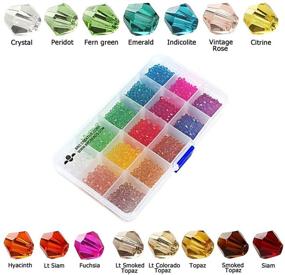 img 2 attached to 💎 BRCbeads Crystal Glass Beads for Jewelry Making - 1500pcs Faceted Bicone Shape, 4mm Assorted Colors - Spacer Charms with Plastic Jewelry Container Box - Wholesale Mix Lot