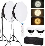 📸 optimized octagonal softbox lighting kit for enhanced photography and video studio lighting with 85w e27 3000-6500k dimmable led light bulb – ideal professional studio equipment for stunning portrait photography and video recording logo