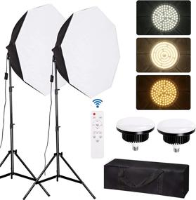 img 4 attached to 📸 Optimized Octagonal Softbox Lighting Kit for Enhanced Photography and Video Studio Lighting with 85W E27 3000-6500K Dimmable LED Light Bulb – Ideal Professional Studio Equipment for Stunning Portrait Photography and Video Recording