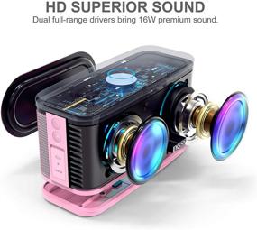 img 3 attached to 🔊 Портативная Bluetooth-колонка DOSS SoundBox Plus - HD звук, глубокие басы, беспроводное стерео-сопряжение, встроенный микрофон, 20 часов воспроизведения - Розовый.