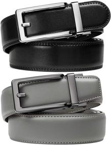 img 3 attached to 👔 Ultimate Comfort and Style: Ratchet Comfort Adjustable Sliding Leather Men's Accessories