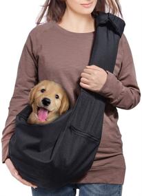 img 4 attached to 🐶 AOFOOK Dog Cat Sling Carrier: Comfortable Adjustable Shoulder Strap with Mesh Pocket - Ideal for Outdoor Travel