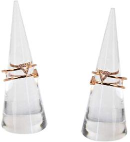 img 4 attached to 💍 Luzen 2Pcs Cone Shape Acrylic Jewelry Ring Display Holder: Elegant Stand for Rings, Perfect for Weddings and Showcase