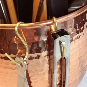 img 2 attached to 🔨 Hammered Copper Kitchen Utensil Holder - Large Solid Crock with 10 Hooks | 7.5" W x 8.27" H | Stylish Copper Kitchen Decor