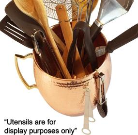 img 1 attached to 🔨 Hammered Copper Kitchen Utensil Holder - Large Solid Crock with 10 Hooks | 7.5" W x 8.27" H | Stylish Copper Kitchen Decor