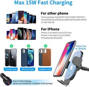 img 2 attached to 📱 Wireless Car Charger Mount: Upgraded 15W Gooseneck Qi Fast Charging Windshield Car Phone Mount - Iron Gray