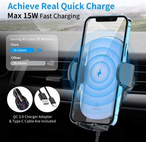 img 3 attached to 📱 Wireless Car Charger Mount: Upgraded 15W Gooseneck Qi Fast Charging Windshield Car Phone Mount - Iron Gray