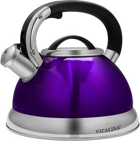 img 4 attached to 🪅 VICALINA Tea Kettle: Whistling Stovetop Teapot with One-Touch Switch Button - 2.8Quart/3Liter Stainless Steel, Metallic Purple