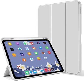 img 4 attached to 📱 Aoub iPad Pro 12.9 2020 & 2018 Case - Slim Lightweight Smart Cover with Pencil Holder - Gray