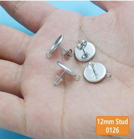 img 3 attached to 💍 Set of 50 Vertical Loop Stainless Steel 12mm Blank Stud Earring Bezels with 100 Backs – DIY Jewelry Making Kits for Cabochon Settings, Post Cup Findings, Earring Supplies