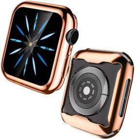 img 1 attached to Чехол GEAK совместимый с Apple Watch 38 мм: 3 пакета мягких и HD пленок для экрана с антиударным бампером - Серия 3/2/1, черный/прозрачный/розовое золото.