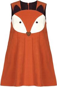 img 4 attached to 👗 Girls' Spring Corduroy Dress with Orange Ruffles - Cute Cartoon-Inspired Clothing