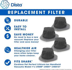 img 2 attached to Dista Filter - Set of 4 Dust Cup Filters for Shark Cordless Pet Perfect Lithium-Ion Handheld Vacuums Models LV800 LV801 LV801C. A Great Alternative to Part # XDCF800. Set of 4