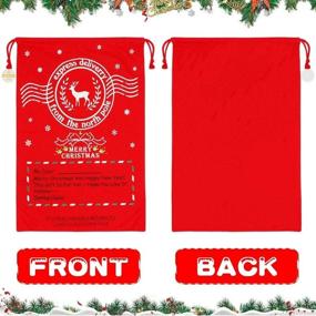 img 1 attached to OurWarm Personalized Santa Sacks Bags - Large Christmas Canvas Bags for Kids, 27 x 20 Inch with Drawstring - Ideal Santa Bags for Gifts