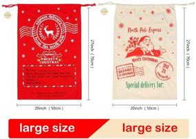 img 3 attached to OurWarm Personalized Santa Sacks Bags - Large Christmas Canvas Bags for Kids, 27 x 20 Inch with Drawstring - Ideal Santa Bags for Gifts