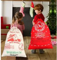 ourwarm personalized santa sacks bags - large christmas canvas bags for kids, 27 x 20 inch with drawstring - ideal santa bags for gifts logo