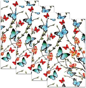 img 2 attached to 🦋 Pack of 100 Disposable 3-Ply Paper Butterfly Guest Napkins, Spring Butterflies & Flowers Design – Ideal for Bathroom, Wedding, Holiday, Anniversary, Birthday, Bridal & Baby Shower Décor and Dinner Hand Napkins