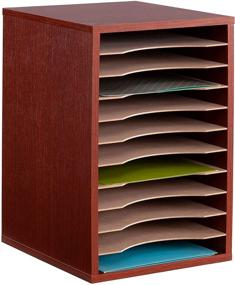 img 2 attached to 📚 Safco Products 9419CY Vertical Desk Top Sorter - Organize with 11 Compartments in Cherry