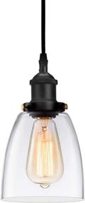 img 4 attached to Contemporary Industrial Pendant Lighting for Kitchen Island - Adjustable Nylon Core Ceramic Holder with Clear Glass for Dining Room, Entryway Loft - Bulb Not Included