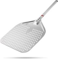 🍕 tkc 12 inch pizza peel - outdoor pizza oven wood fired - perforated metal spatula - compact design - 26 inch length (silver/gray) logo