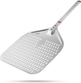 img 4 attached to 🍕 TKC 12 inch Pizza Peel - Outdoor Pizza Oven Wood Fired - Perforated Metal Spatula - Compact Design - 26 Inch Length (Silver/Gray)