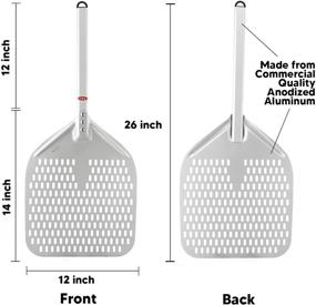 img 3 attached to 🍕 TKC 12 inch Pizza Peel - Outdoor Pizza Oven Wood Fired - Perforated Metal Spatula - Compact Design - 26 Inch Length (Silver/Gray)