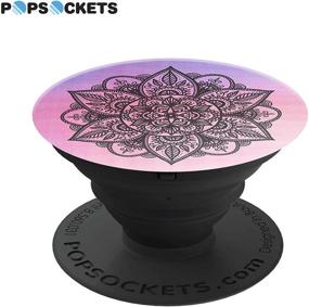 img 3 attached to PopSockets: Charcoal Mandala Collapsible Grip & Stand for Phones and Tablets - Securely Hold and Prop Up Your Devices