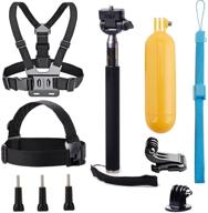 universal action camera accessories bundle - head and chest strap mount/selfie stick/floating hand grip compatible with campark act74 x40 x35, dragon touch 4k, akaso ek7000, brave 4 5 6, vantop moment logo